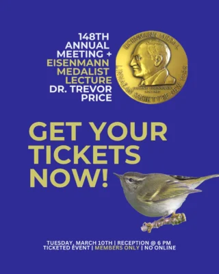148th Annual Meeting
Tuesday, March 10, 2026

Join us for a special evening with Trevor Price, recipient of the Eisenmann Medal, as he presents:
A Bird’s Life in the Anthropocene

Dr. Price will explore how birds are responding to rapid environmental change, drawing from five decades of research in India. From shifting breeding times to the cultural evolution of birdsong, his work on the Hume’s Warbler offers a powerful look at resilience in a changing world.

📍 Ticketed event
🍷 Wine, beer & passed hors d’oeuvres
📬 Invitations mailed in February
🔒 Open to members and their guests

Tickets available on our website.

#LinnaeanSociety #LSNY #EisenmannMedal #Ornithology #BirdConservation #BirdScience #Anthropocene #StayCurious